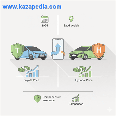 مقارنة أسعار التأمين الشامل للسيارات الجديدة (Toyota, Hyundai) في السعودية 2025.