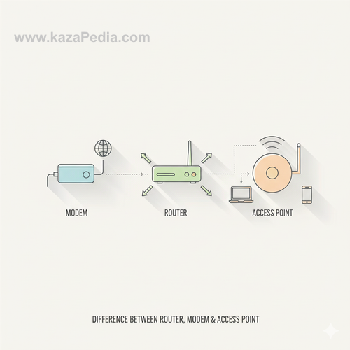 الفرق بين الراوتر (Router) والمودم (Modem) والأكسس بوينت